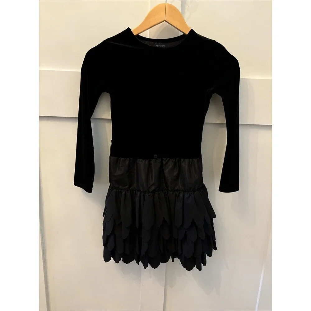 Girls The Children’s Place TCP Black Velvet Winter Christmas Tiered Dress 6X - 7